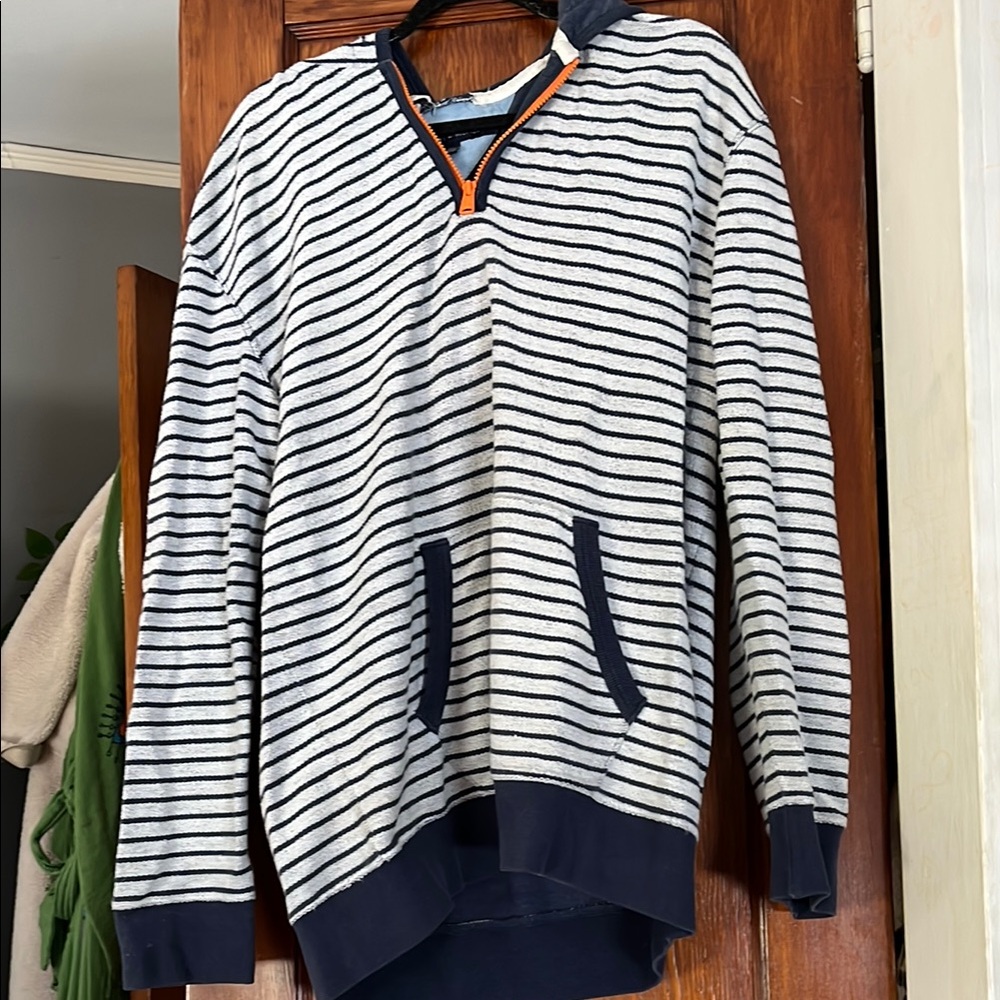 Tommy Hilfiger Blue and White V-Neck Sweater~ nautical